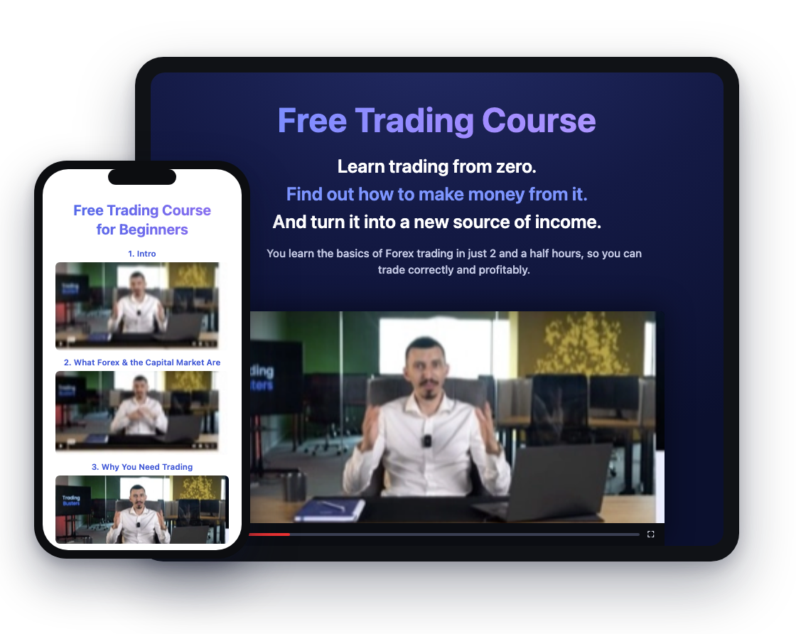 The free beginner trading course in English, on phone and tablet